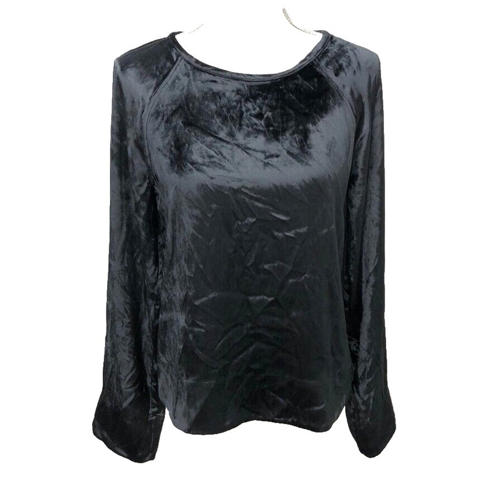 Equipment Femme Velvet Velour Blouse Top Womens XS Black Whimsigoth Office
